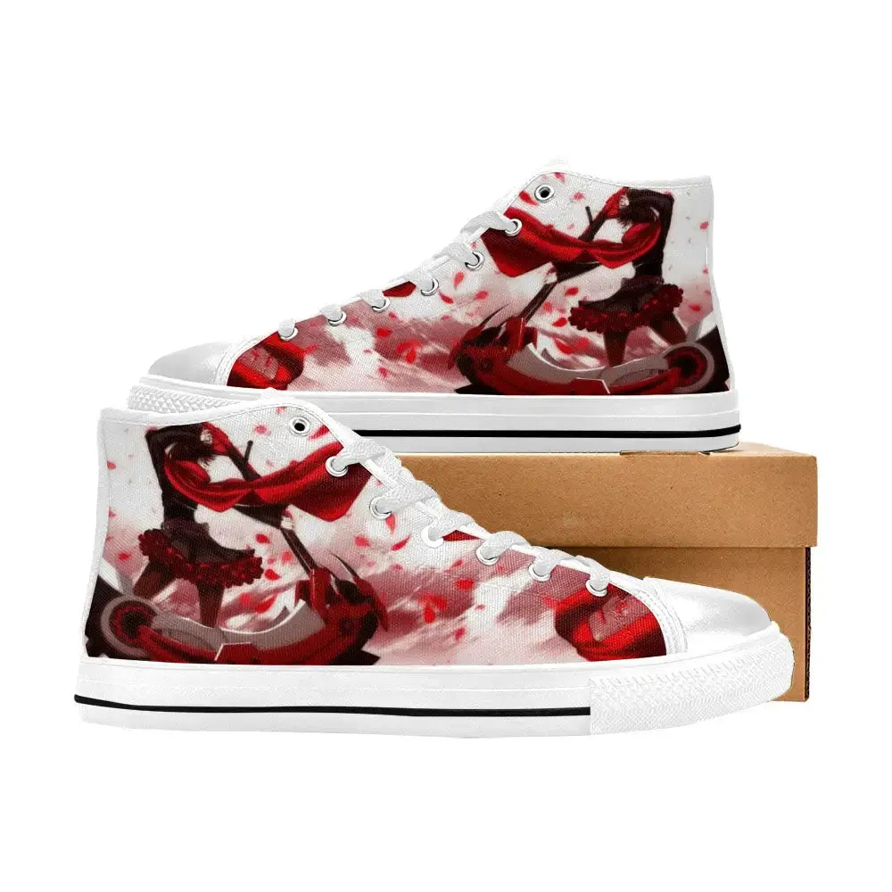 RWBY Red Ruby Rose Shoes High Top Sneakers for Kids and Adults