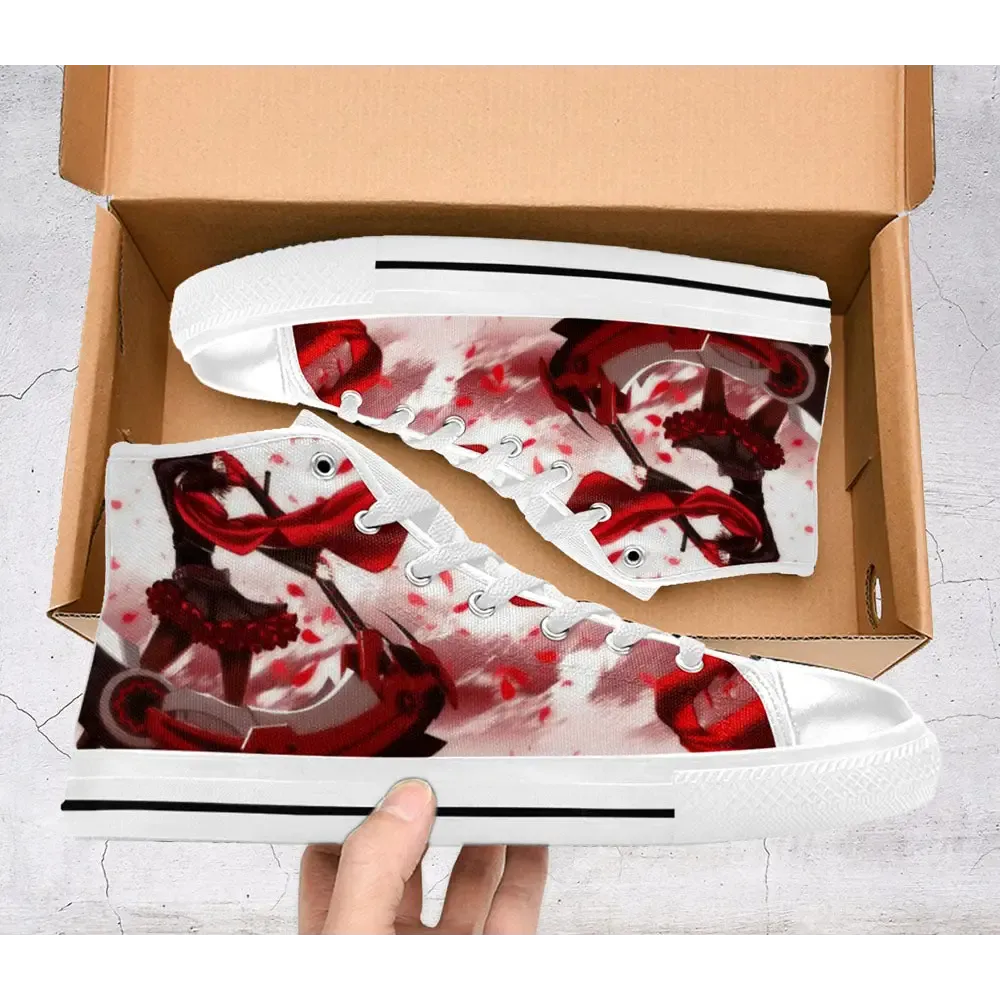 RWBY Red Ruby Rose Shoes High Top Sneakers for Kids and Adults