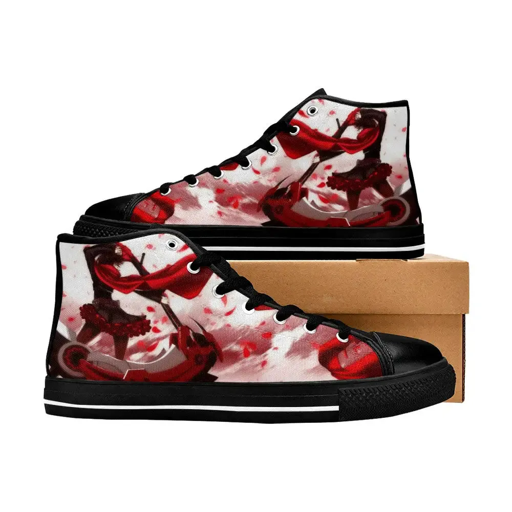 RWBY Red Ruby Rose Shoes High Top Sneakers for Kids and Adults