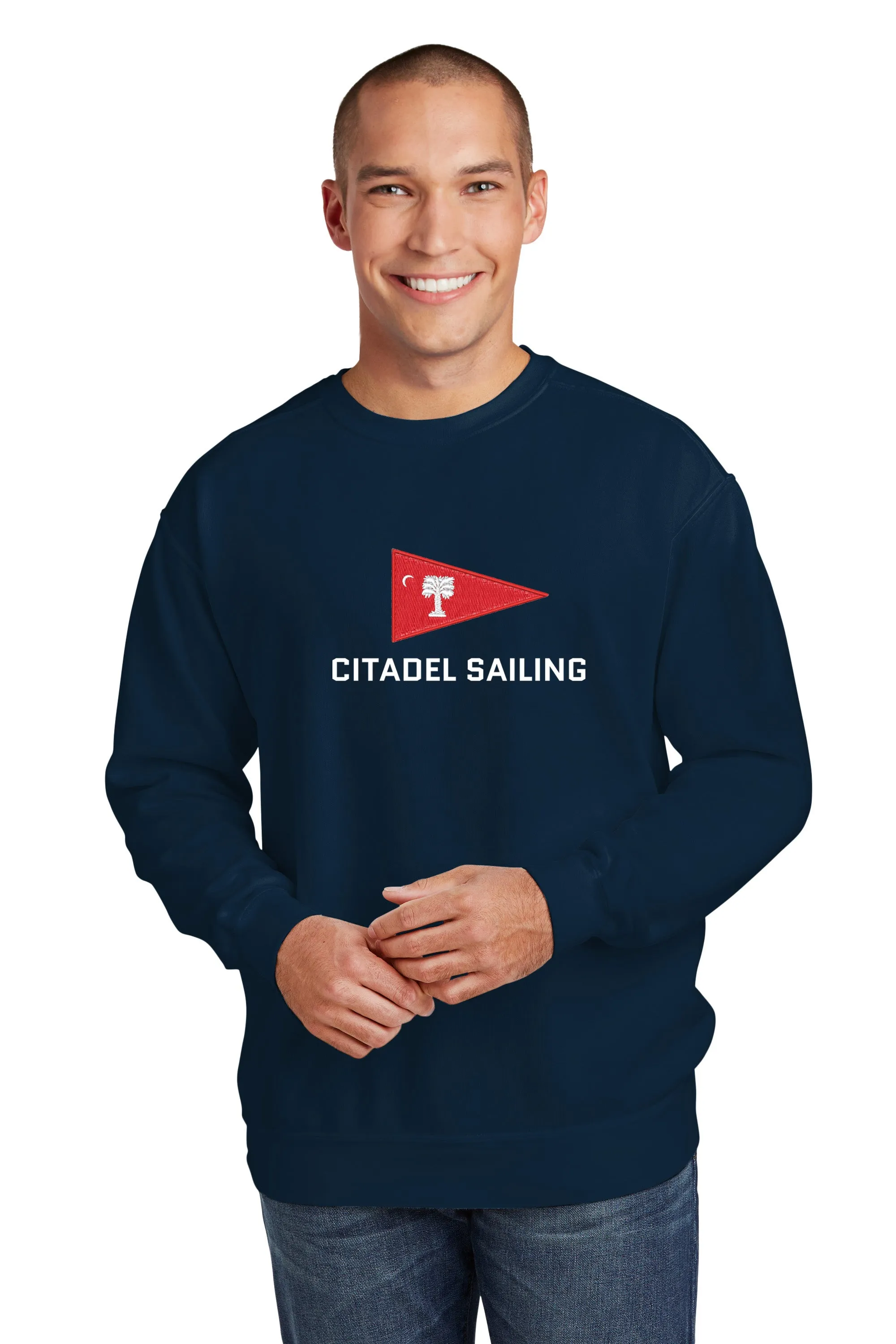 The Citadel, Burgee, Club Sports - Sailing,  Embroidered Unisex Comfort Colors ® Ring Spun Crewneck Sweatshirt