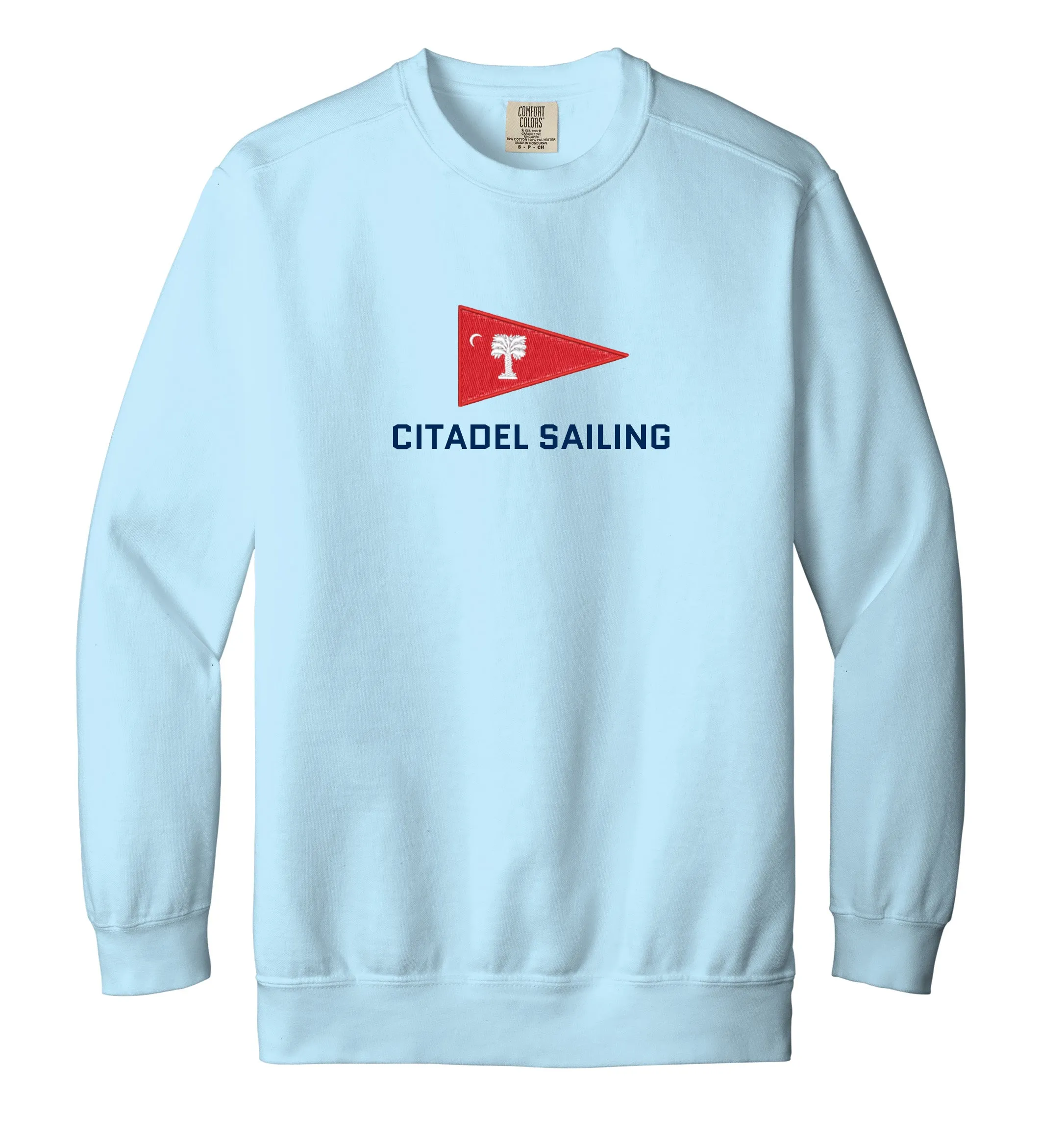 The Citadel, Burgee, Club Sports - Sailing,  Embroidered Unisex Comfort Colors ® Ring Spun Crewneck Sweatshirt