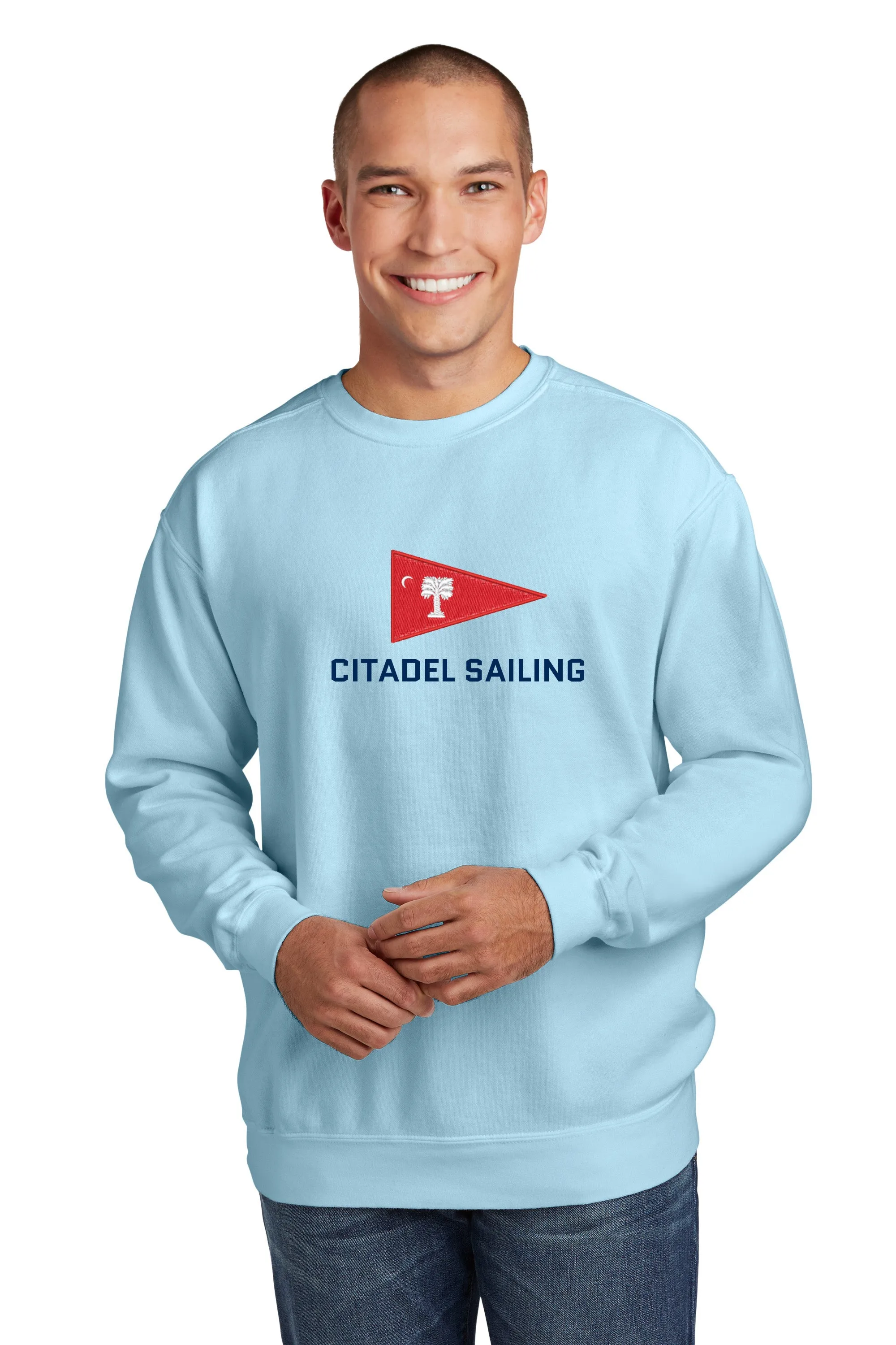 The Citadel, Burgee, Club Sports - Sailing,  Embroidered Unisex Comfort Colors ® Ring Spun Crewneck Sweatshirt