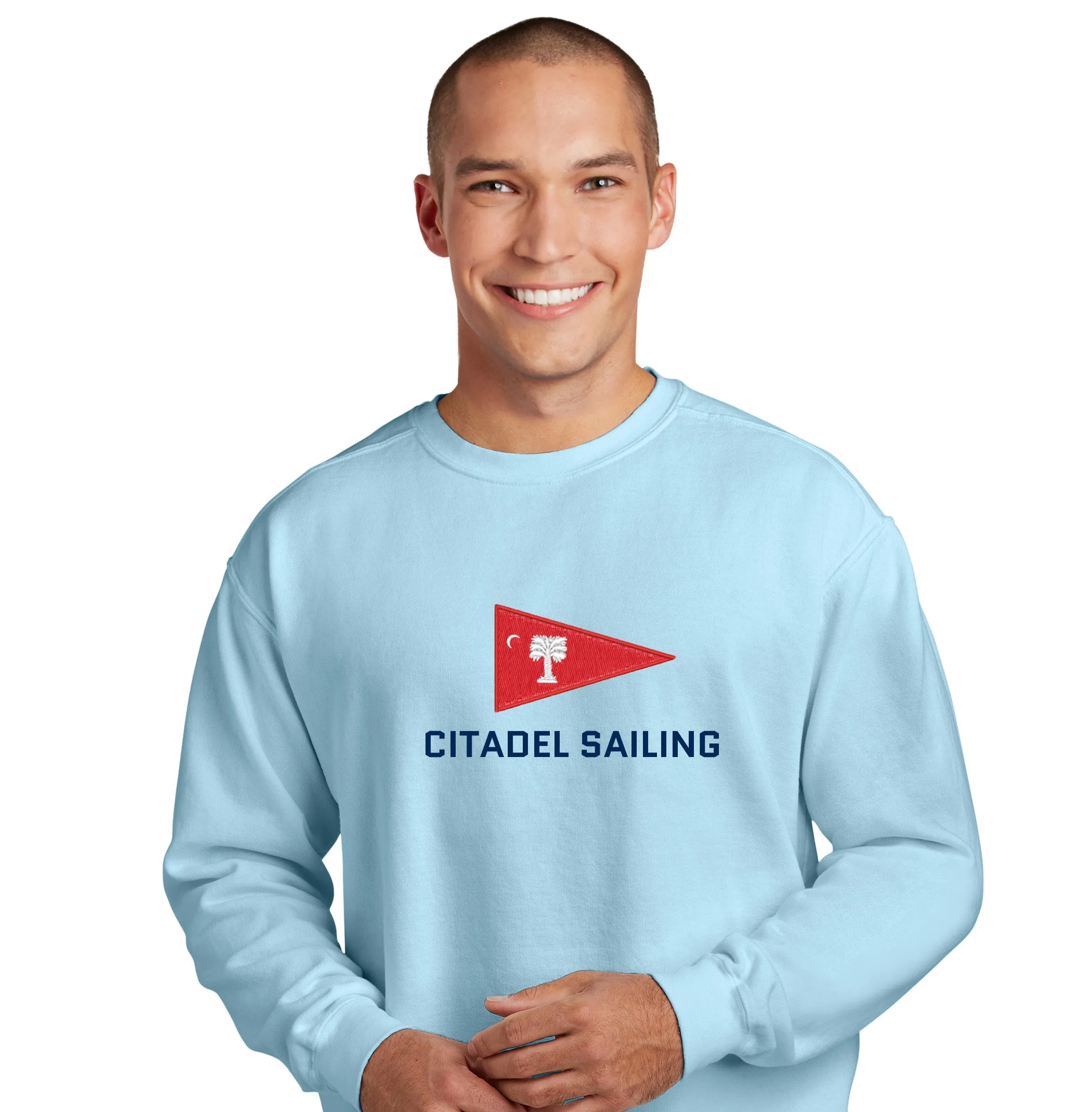 The Citadel, Burgee, Club Sports - Sailing,  Embroidered Unisex Comfort Colors ® Ring Spun Crewneck Sweatshirt