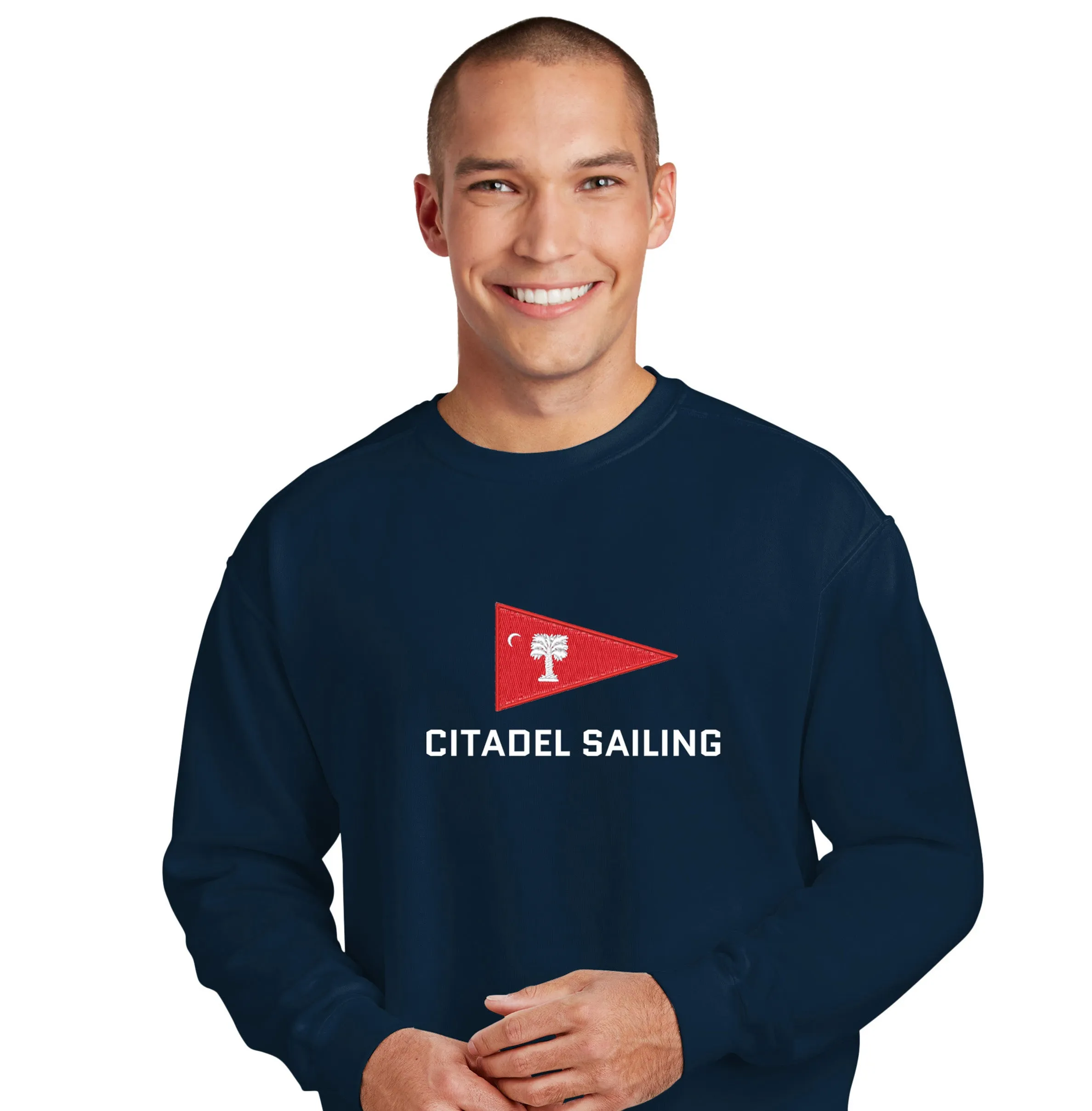 The Citadel, Burgee, Club Sports - Sailing,  Embroidered Unisex Comfort Colors ® Ring Spun Crewneck Sweatshirt