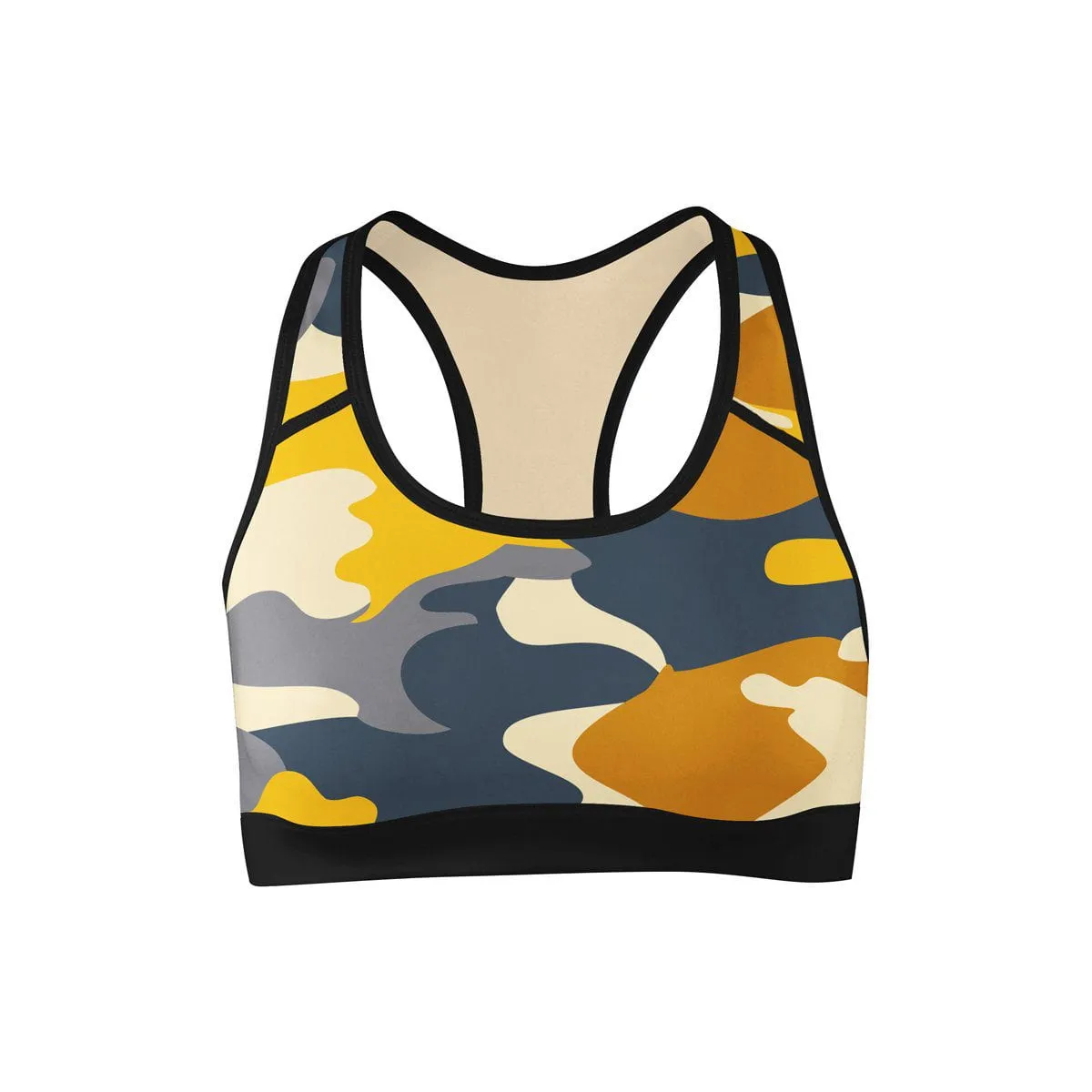 Yellow Camo Sports Bra